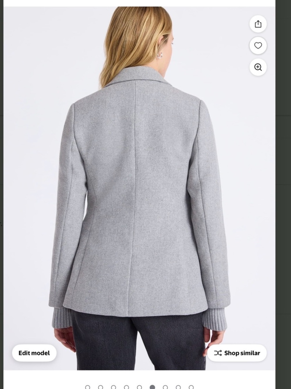 Free Assembly Grey Wool-Blend Blazer with Sweater Cuff - Picture 3 of 6